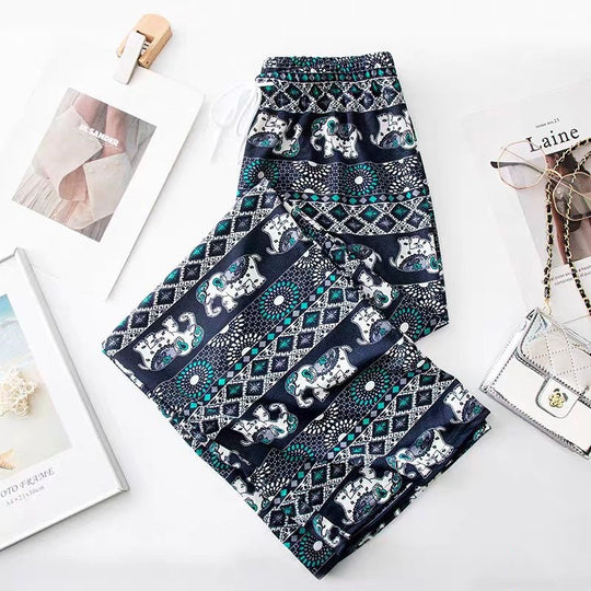 Damen Haremshose mit buntem Elefantenmuster EB