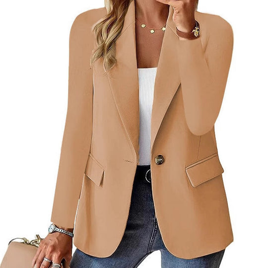 Damen nan taillierter Blazer mit Ein-Knopf-Verschluss Reverskragen und Pattentaschen EB