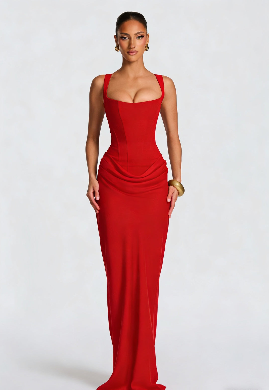 Damen elegantes Abendkleid mit raffinierten Drappierungen EB