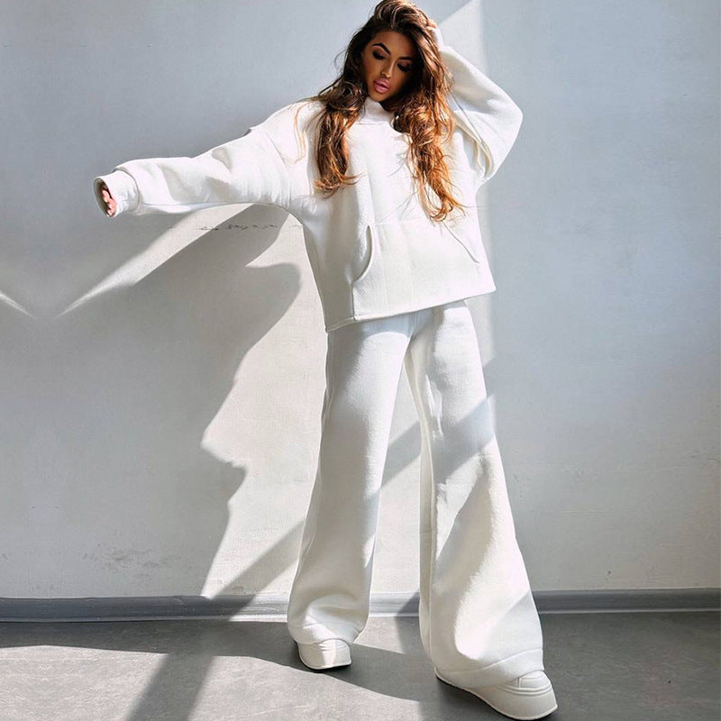 Damen Oversized Hoodie‑Set mit weiter Palazzo‑Loungehose aus schwerer Baumwollmischung EB