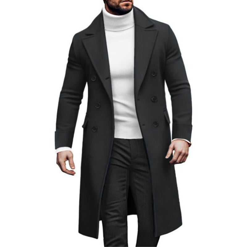 Herren eleganter Mantel mit doppelter Knopfreihe und modernem Schnitt EB