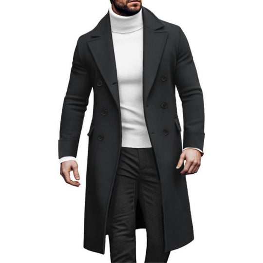 Herren eleganter Mantel mit doppelter Knopfreihe und modernem Schnitt EB