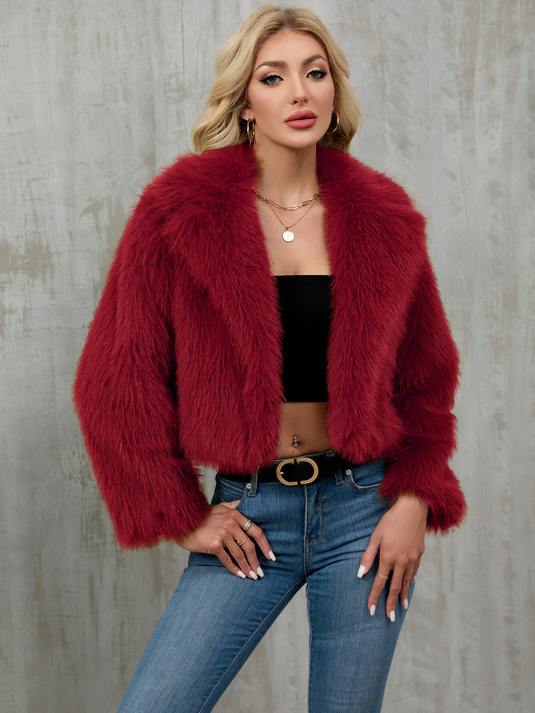 Damen Eleganter Kunstfellbolero EB