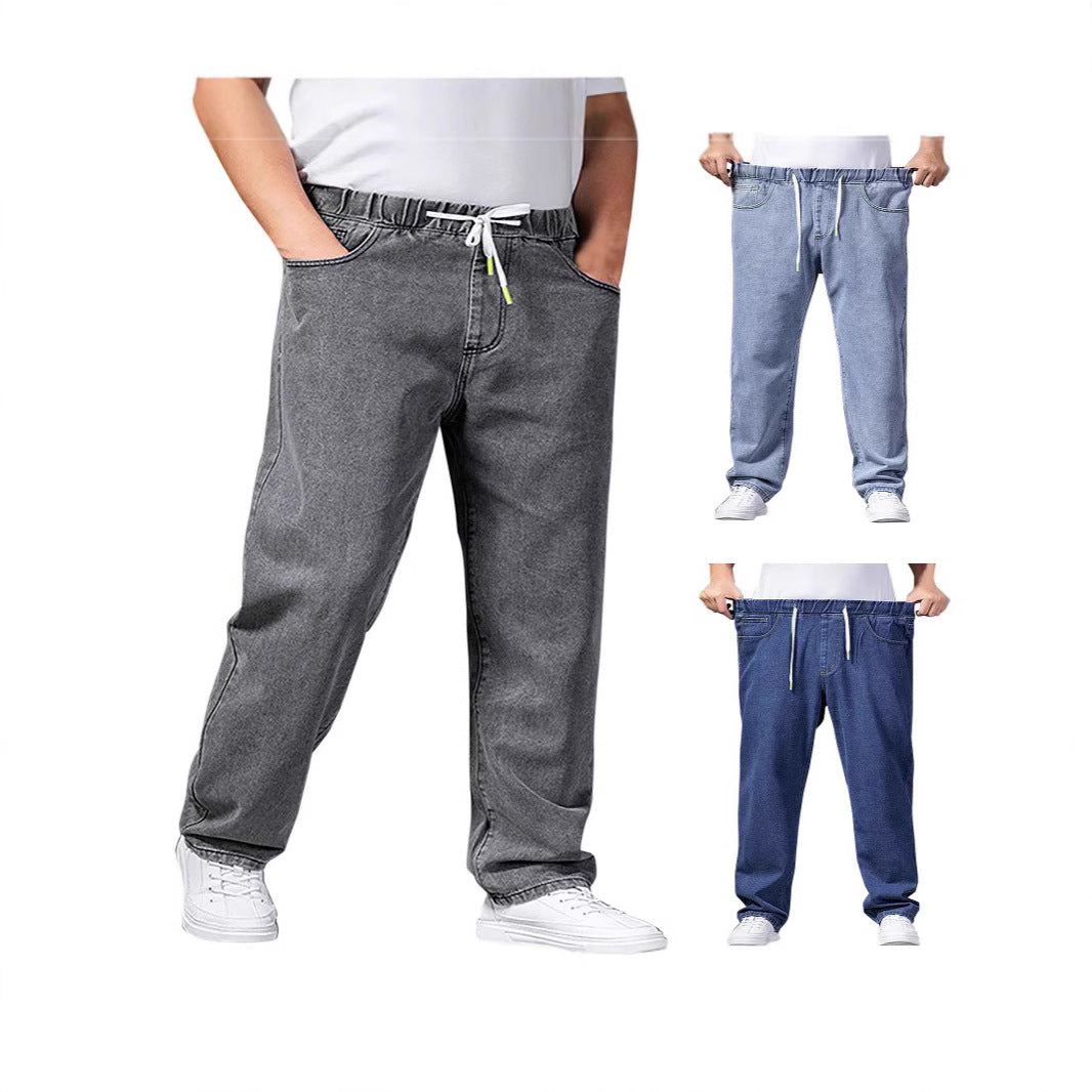 Herren nan weitenverstellbare Denim Jogginghose mit elastischem Bund und Kordelzug EB