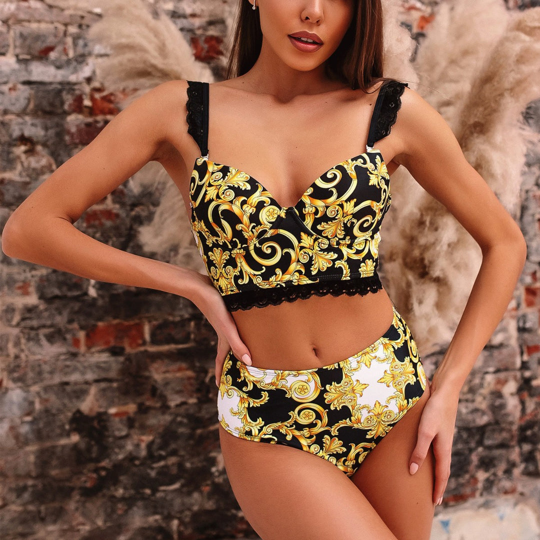 Damen Push-Up Bikini mit verzierten Trägern EB
