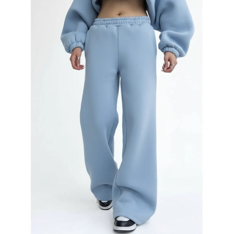 Damen nan fließende Palazzo-Loungehose mit extra weitem Bein elastischem Komfortbund und dezenten Eingrifftaschen EB