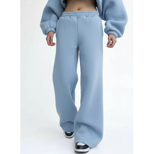 Damen nan fließende Palazzo-Loungehose mit extra weitem Bein elastischem Komfortbund und dezenten Eingrifftaschen EB