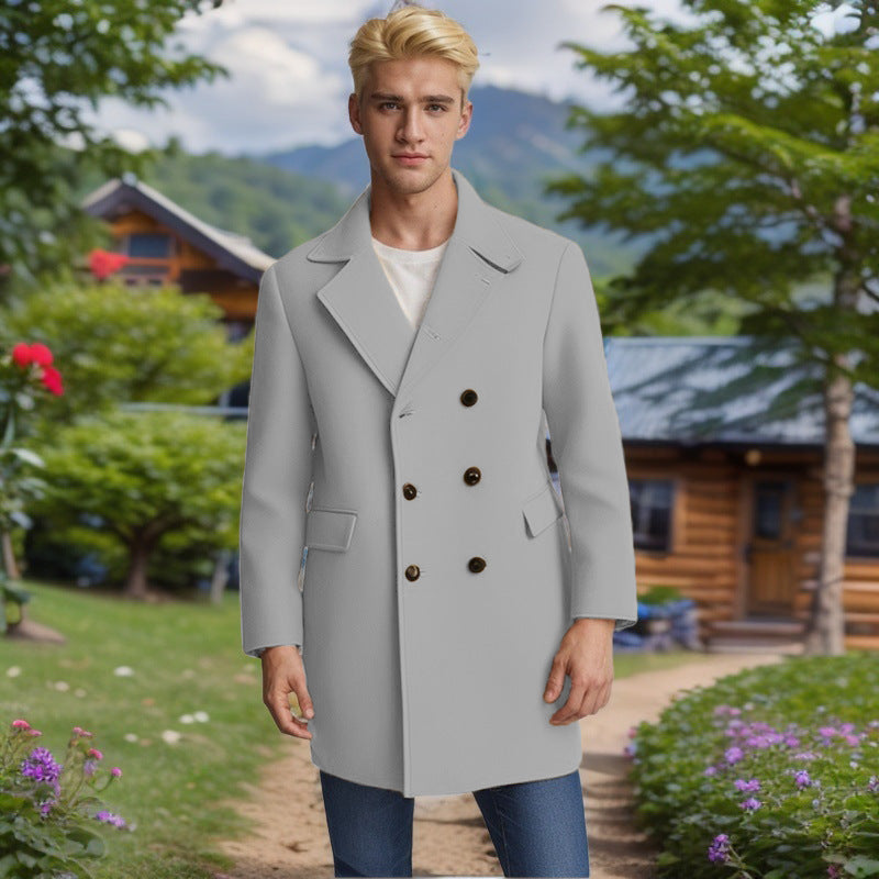 Herren eleganter Doppelreiher-Mantel aus weichem Material EB