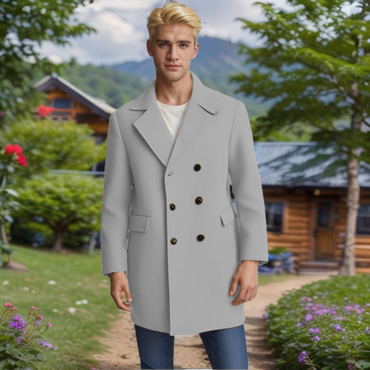 Herren eleganter Doppelreiher-Mantel aus weichem Material EB