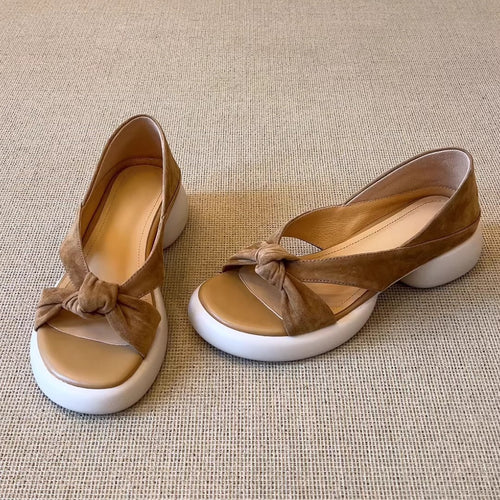 Damen Sandalen mit dekorativem Knoten und komfortabler Sohle EB
