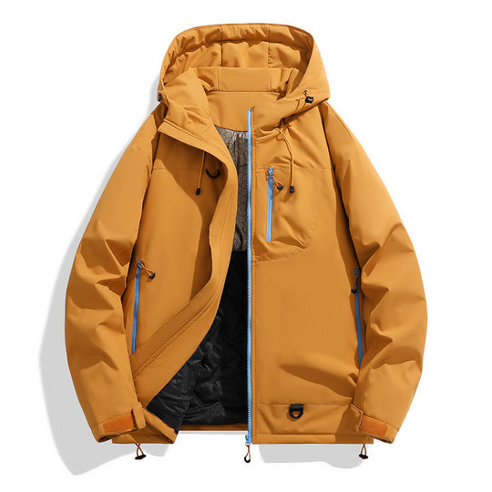 Herren technischer Kapuzenparka mit winddichter Membran, isolierter Innenlage und Multifunktions-Taschen EB