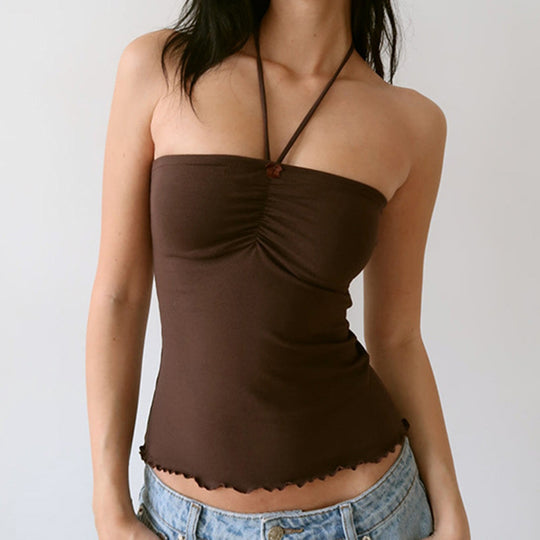 Damen Bandeau-Top mit raffinierten Raffungselementen und verstellbaren Trägern EB