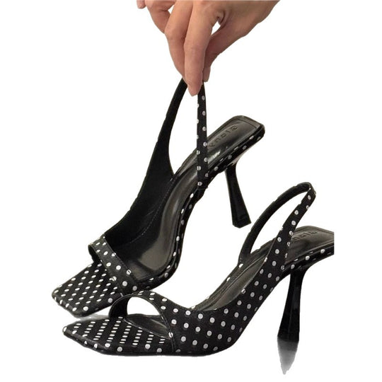 Damen Slingback High Heel Sandalen mit elegantem Punktedesign EB