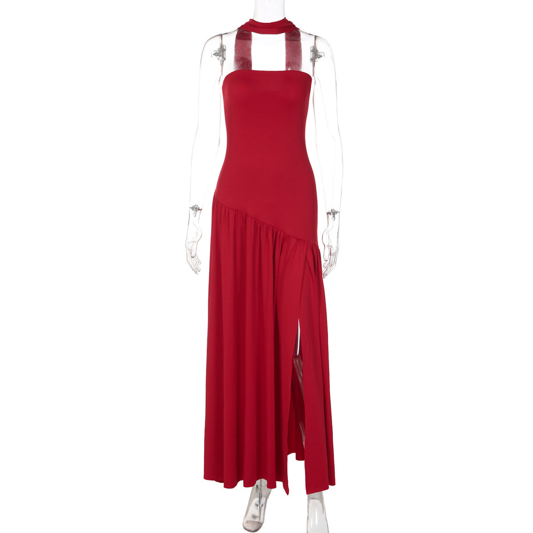 Damen Maxikleid mit raffiniertem Cut-Out-Design und asymmetrischem Saum EB