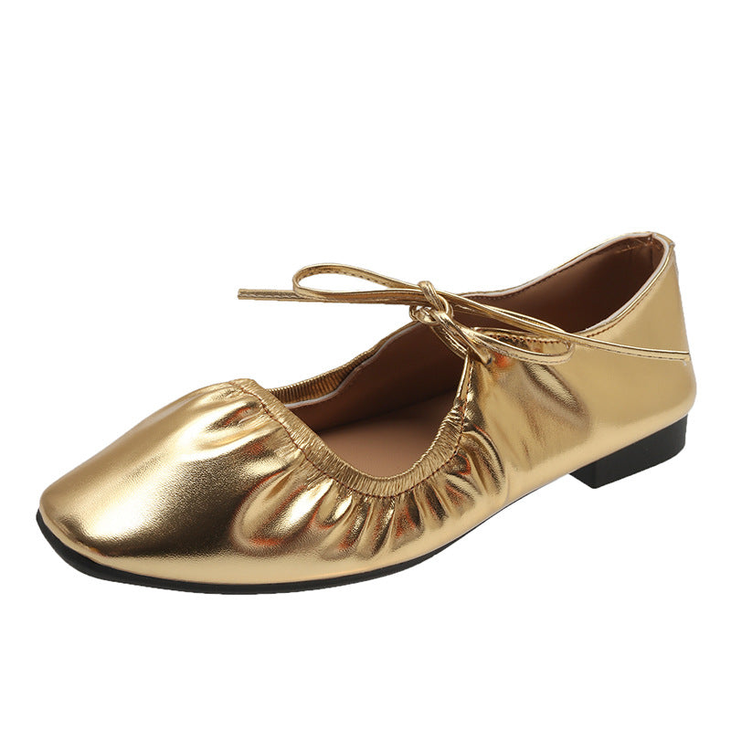 Damen Komfortable Ballerinas mit elastischem Riemen und modischem Knötchen-Detail EB