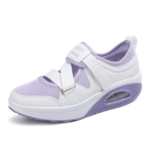 Damen nan stabilisierender Komfort-Sneaker mit luftgepolsterter Keilsohle und Klett-Riemenverschluss EB