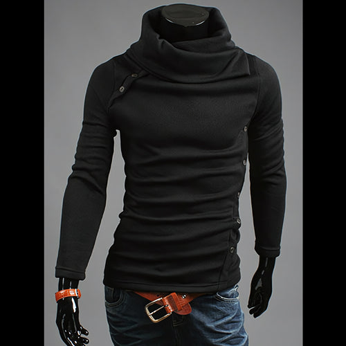 Herren nan Strickpullover mit großem Schalkragen, asymmetrischer Knopfleiste und schmaler Silhouette EB