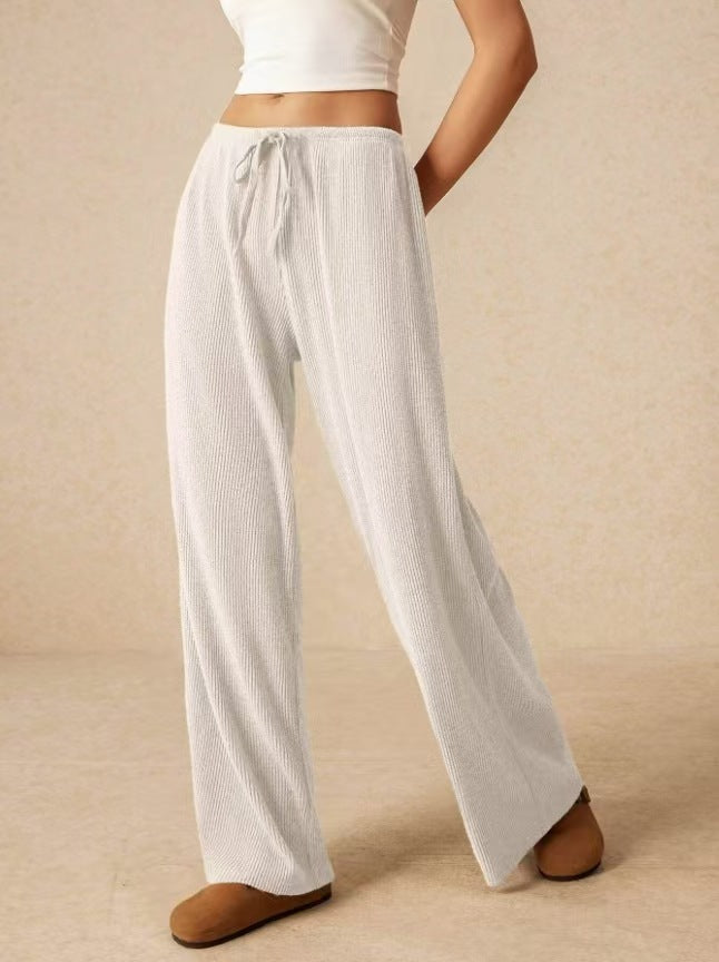 Damen weite Baumwoll-Haremshose mit hoher Taille und praktischem Kordelzug EB