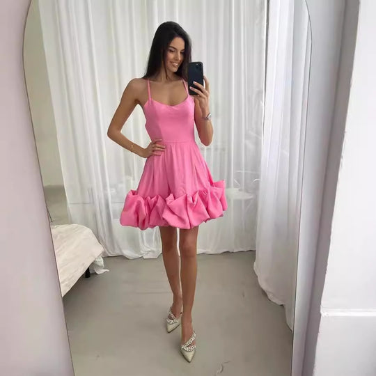 Damen A-Linien Kleid mit voluminösem Rüschensaum EB