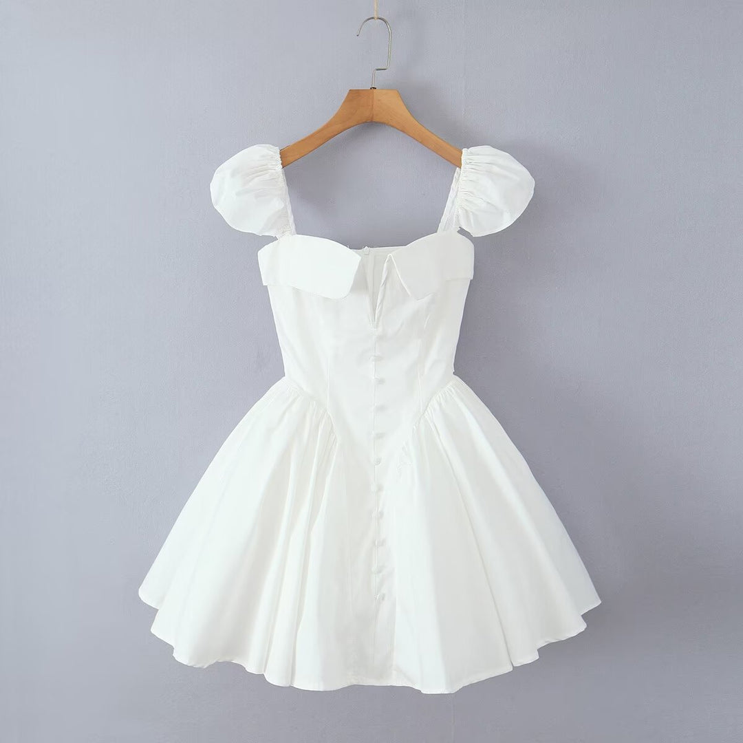 Damen verspielt geschnittenes Cortikleid mit voluminösen Puffärmeln EB