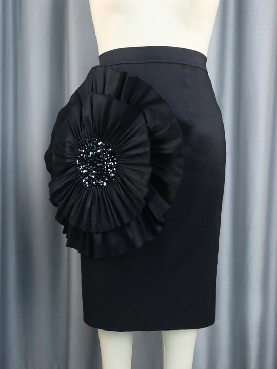 Damen Bleistiftrock mit voluminösem Rüschen-Detail EB