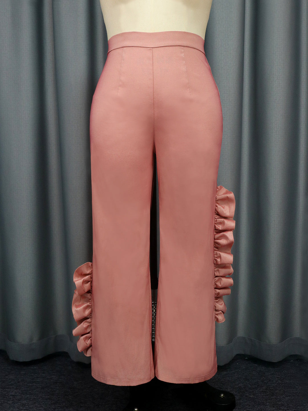 Damen elegante Palazzo-Hose mit voluminösen Rüschendetails EB