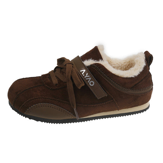Damen Komfortable Fleece-Sneaker mit verstellbarem Riemen und kuscheligem Innenfutter EB