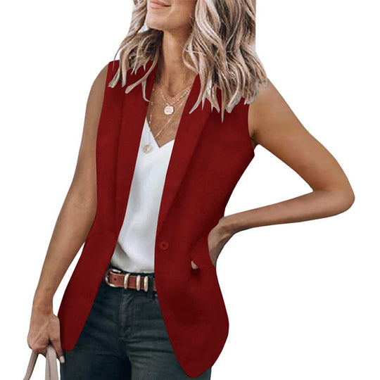 Damen Ärmelloser Blazer im modernen Schnitt mit tiefen Taschen EB