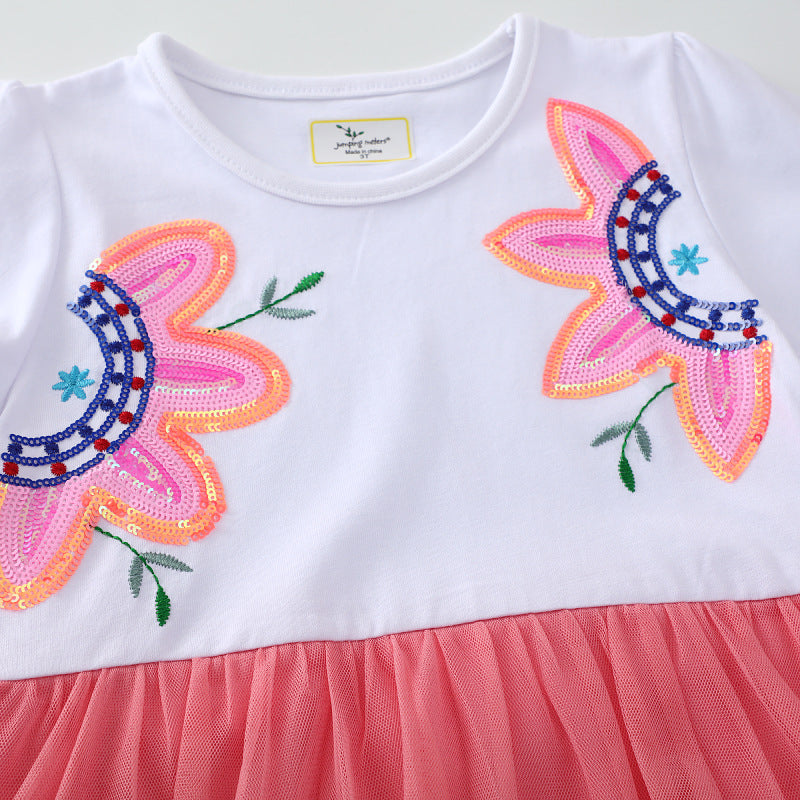 Mädchen Tüllkleid mit floralem Stickdesign EB