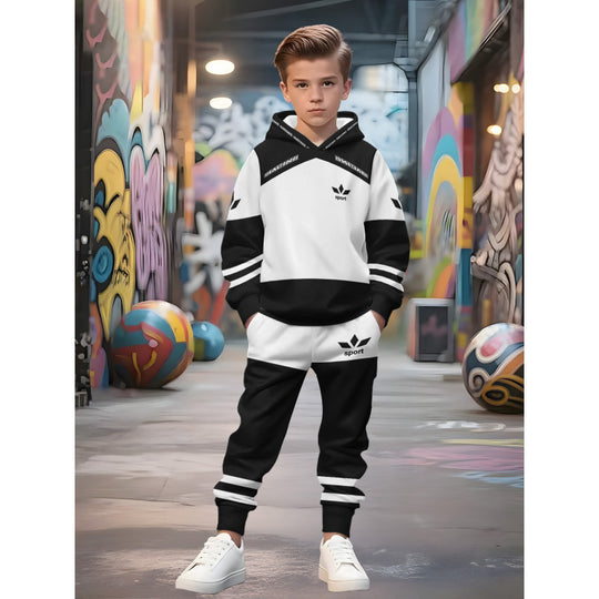 Unisex nan Kinder Jogginganzug mit Kapuzenpullover und detailreichem Auto-Print EB