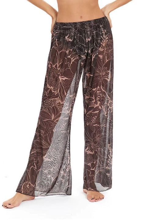 Damen Elegante Strandhose mit floralem Muster EB