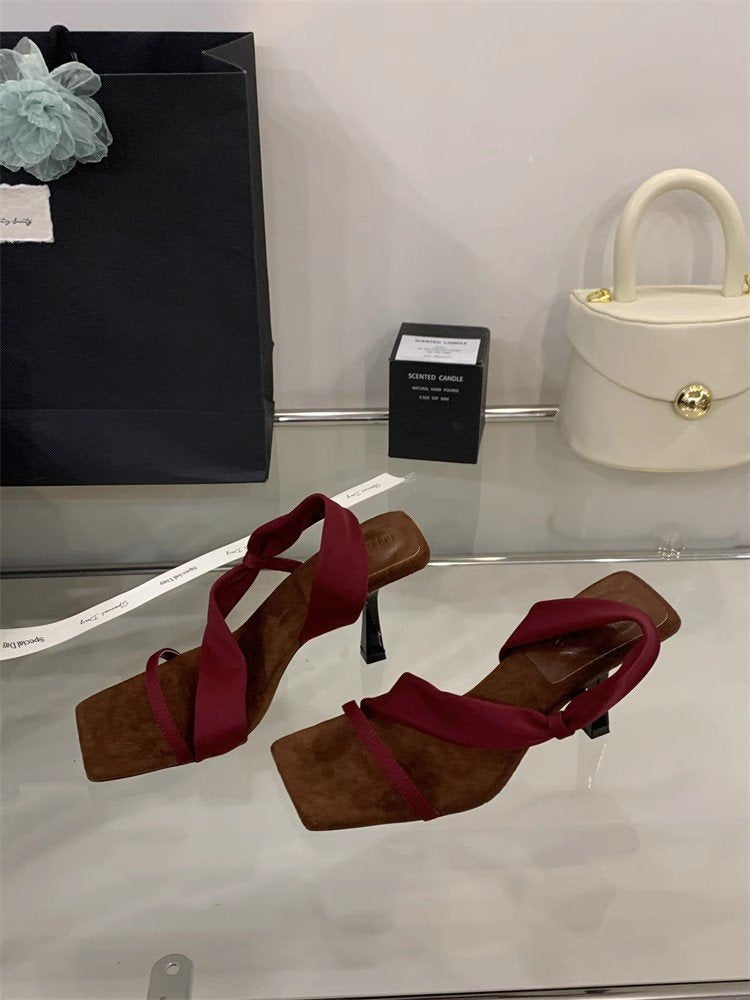 Damen elegante Slingback-Sandalen mit modischem Kreuzriemen EB