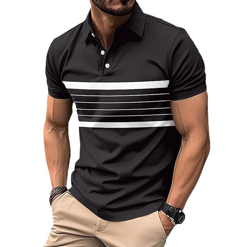 Herren Polohemd mit sportlichem Streifenmuster und klassischem Kragen EB