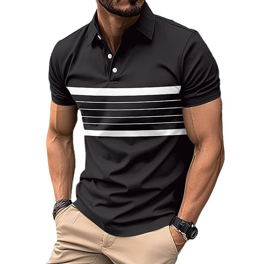 Herren Polohemd mit sportlichem Streifenmuster und klassischem Kragen EB