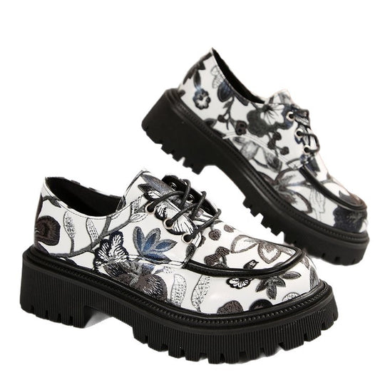 Damen Schnürschuhe mit floralem Muster und robustem Profil EB