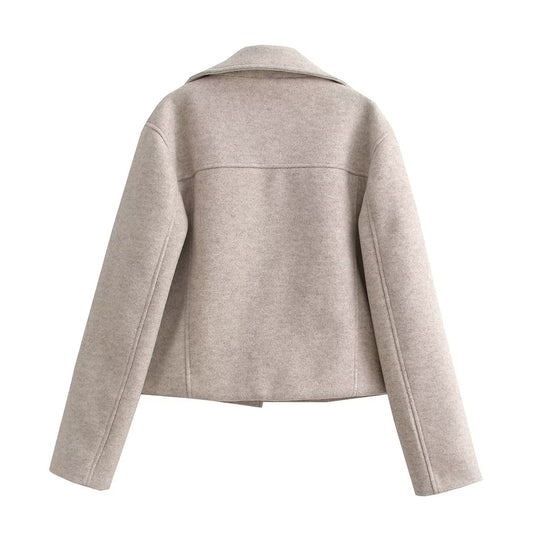 Damen modische Übergangsjacke im lässigen Stil aus weichem Material mit praktischen Taschen EB