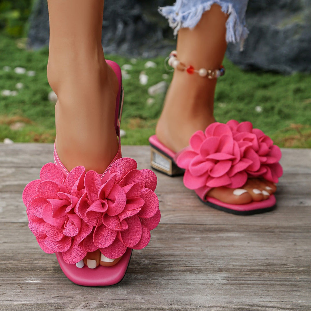 Damen elegante Sling-Sandalen mit floralen Akzenten und komfortablem Fußbett EB