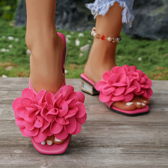Damen elegante Sling-Sandalen mit floralen Akzenten und komfortablem Fußbett EB