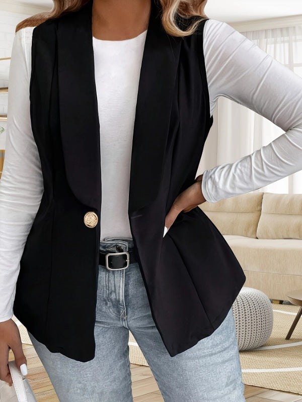 Damen Elegante Blazerjacke mit tailliertem Schnitt und dekorativem Knopf EB
