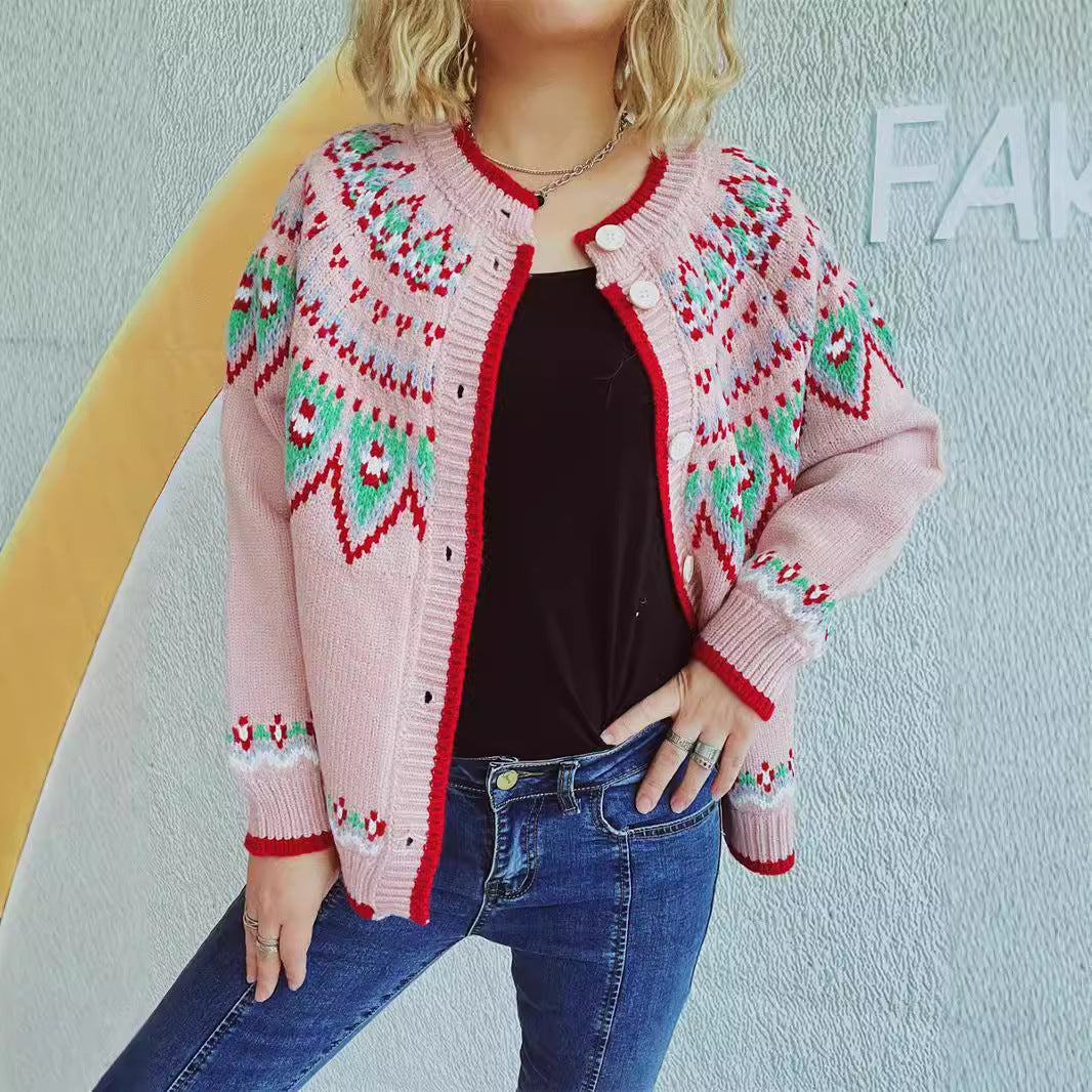 Damen Strickjacke mit festlichem Muster und hochwertiger Verarbeitung EB
