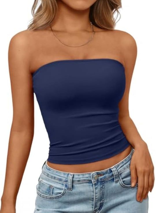 Damen Bandeau-Oberteil aus elastischem Material mit figurbetontem Schnitt EB