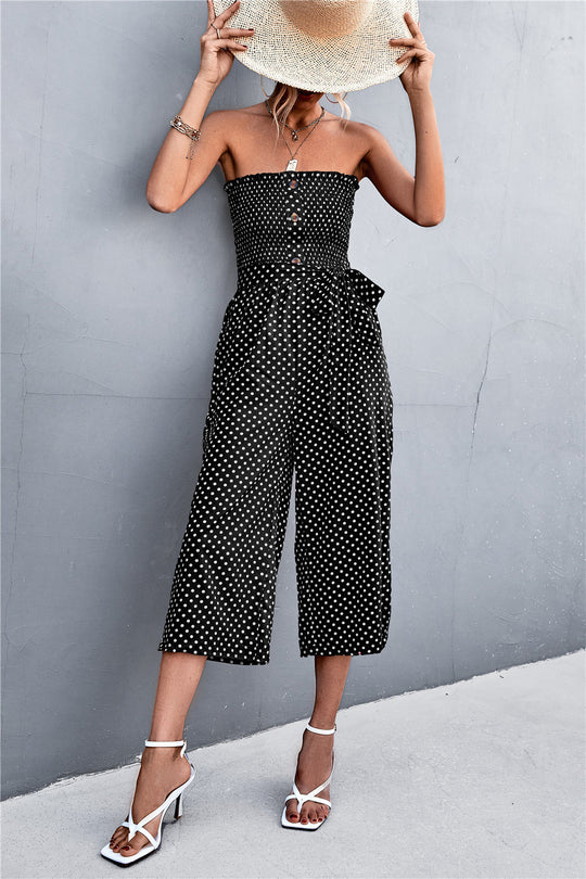 Damen Bandeau Jumpsuit mit lockerer Passform und Taschen EB