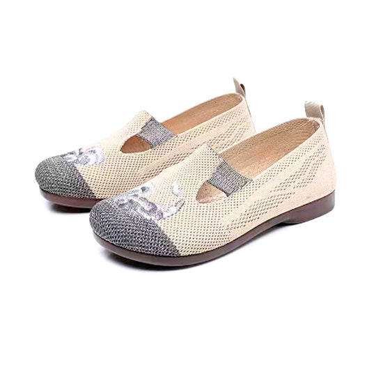 Damen elegante und atmungsaktive Ballerinas mit floralem Muster EB