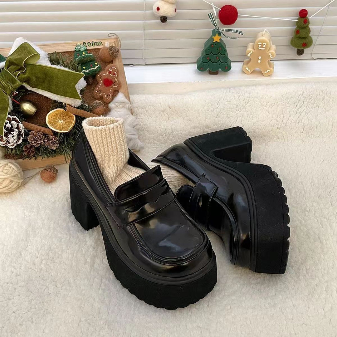 Damen Plateau-Loafers mit robustem Chunky-Absatz EB