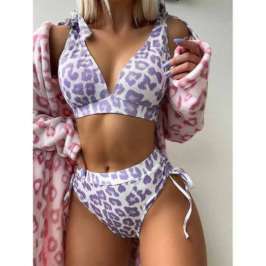 Damen Hochgeschnittenes Bikini-Set mit verspielten Rüschendetails EB