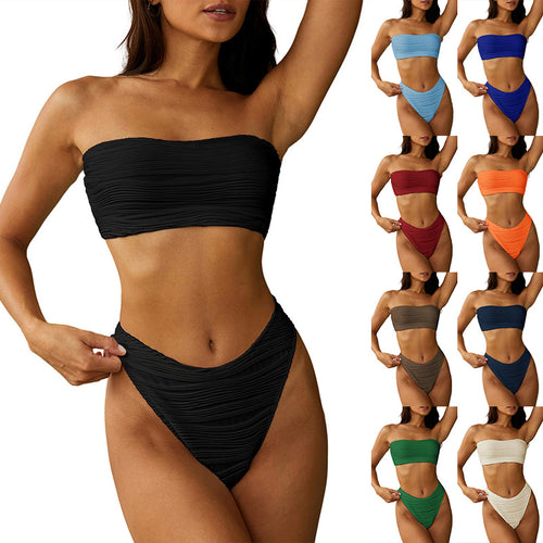 Damen Bandeau Bikini mit Raffungen EB