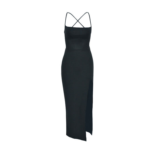 Damen Maxi-Kleid mit verführerischem Schlitz und fein verstellbaren Spaghettiträgern EB