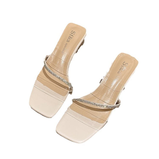 Damen elegante transparente High-Heelsandalen mit funkelndem Riemen EB