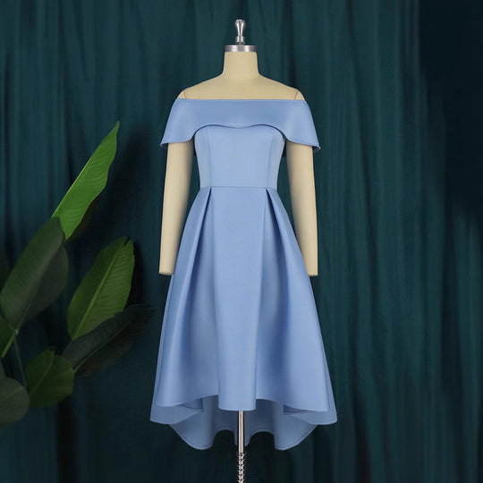 Damen A-Linien Kleid mit schulterfreiem Design und schwingendem Saum EB
