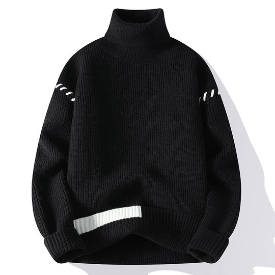 Damen Grober Rollkragenpullover mit dekorativen Ärmeldetails EB